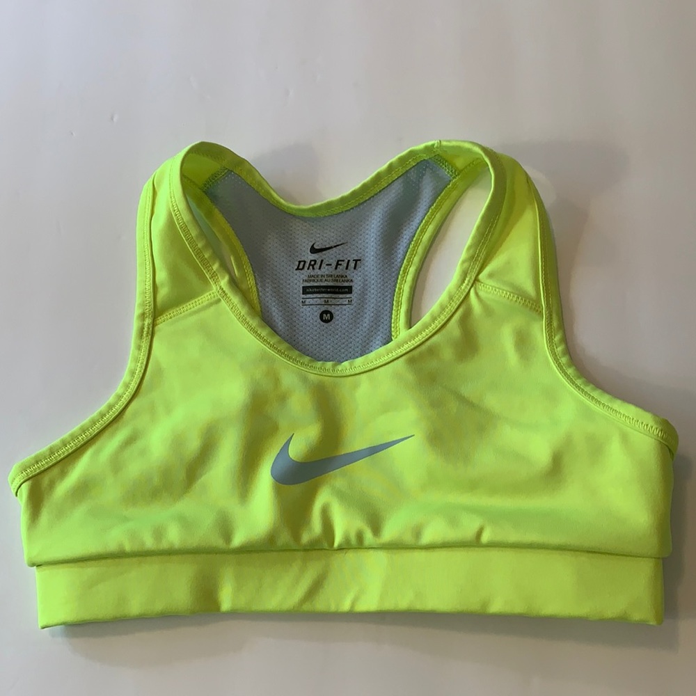NIKE DRI FIT SPORTS BRA NEON LIME SZ M LIKE NEW CONDITION POLY/SPX